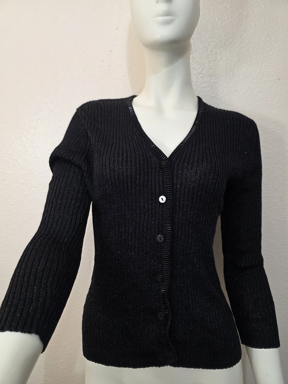 Adrianna Papell Evening Essentials Black Knit Top Size Medium